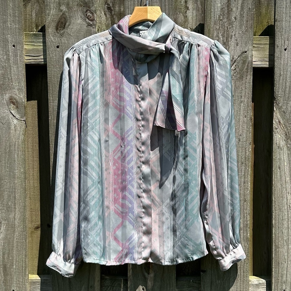 Vintage Nicola Button Down Blouse Retro Career